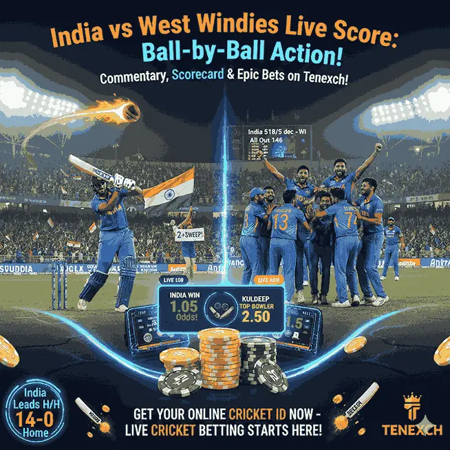 India vs West Indies Live Score: Ball-by-Ball Commentary & Scorecard